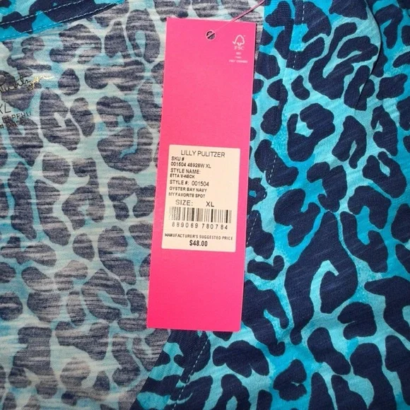 LILLY PULITZER NWT Etta V-Neck Top - My Favorite Spot Oyster Bay Navy XL - Picture 5 of 10
